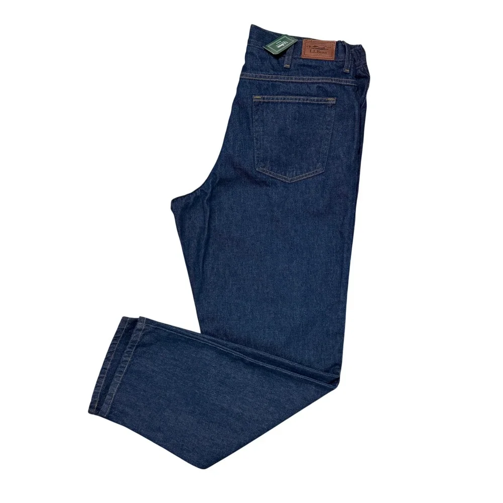 LL Bean Double L Jeans Mens 36x32 Dark Wash Comfort Waist Straight Leg 250265